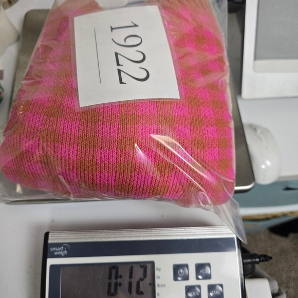 Free People Pink Orange Checkered Cropped Cardigan Sweater Womens Size Medium - Picture 8 of 8